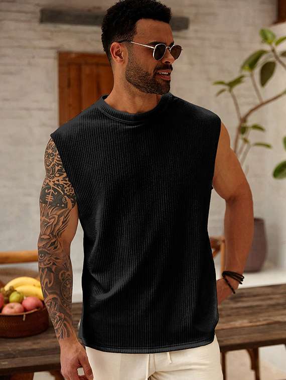 men self design sleeveless regular fit t-shirt - 22486040 -  Standard Image - 2