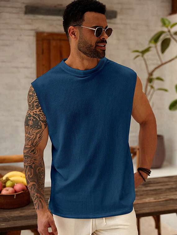 men self design sleeveless regular fit t-shirt - 22486043 -  Standard Image - 2