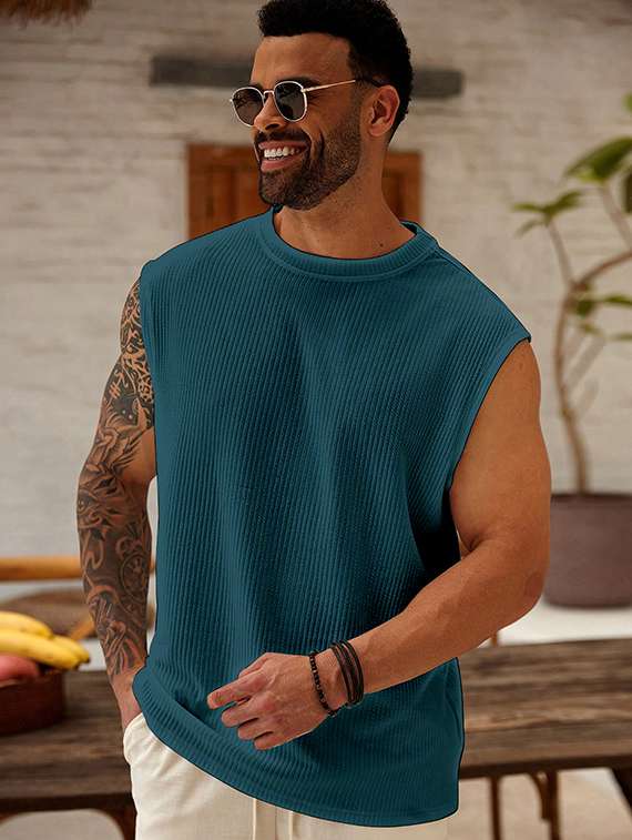 men self design sleeveless regular fit t-shirt - 22486045 -  Standard Image - 2