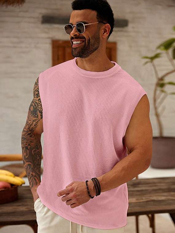 men self design sleeveless regular fit t-shirt - 22486047 -  Standard Image - 2