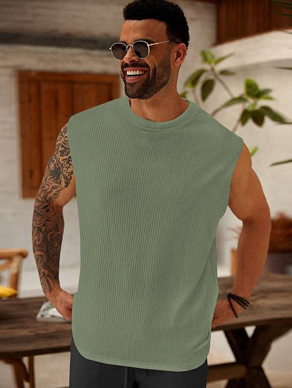 men self design sleeveless regular fit t-shirt - 22486048 -  Standard Image - 2