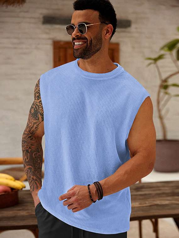 men self design sleeveless regular fit t-shirt - 22486049 -  Standard Image - 2
