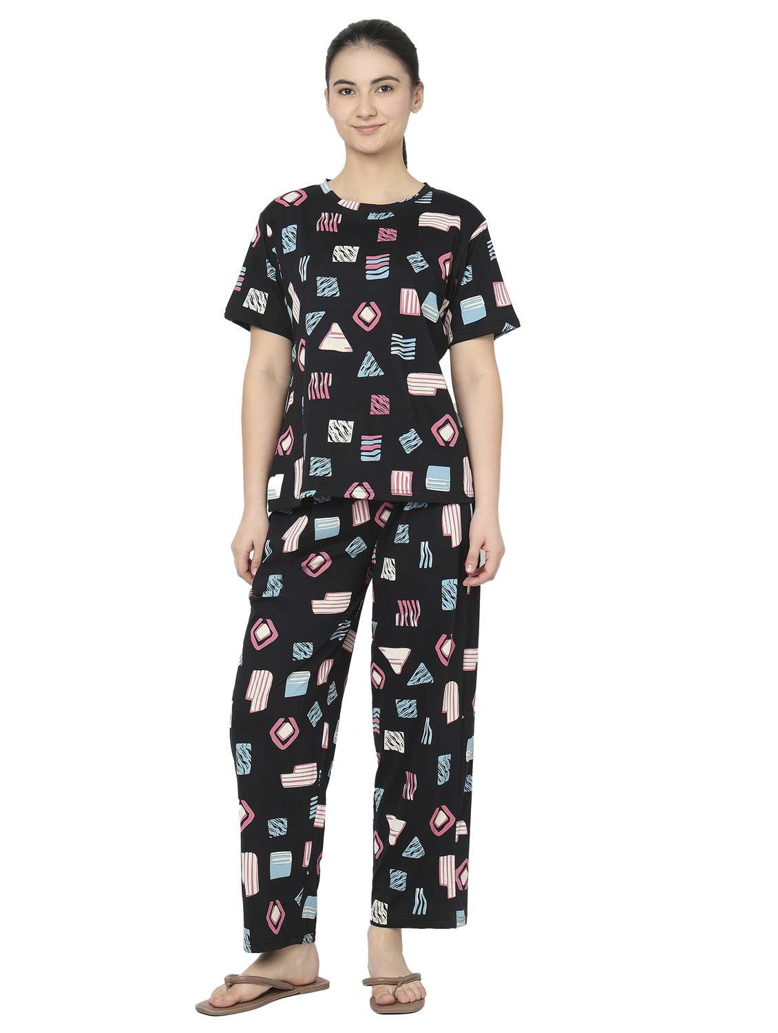 women black cotton pyjama set nightwear set - 22486089 -  Standard Image - 2