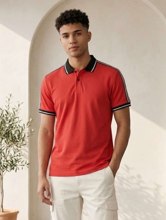 men solid short sleeve regular fit polo t-shirt