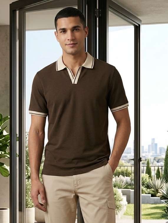 men solid short sleeve regular fit polo t-shirt