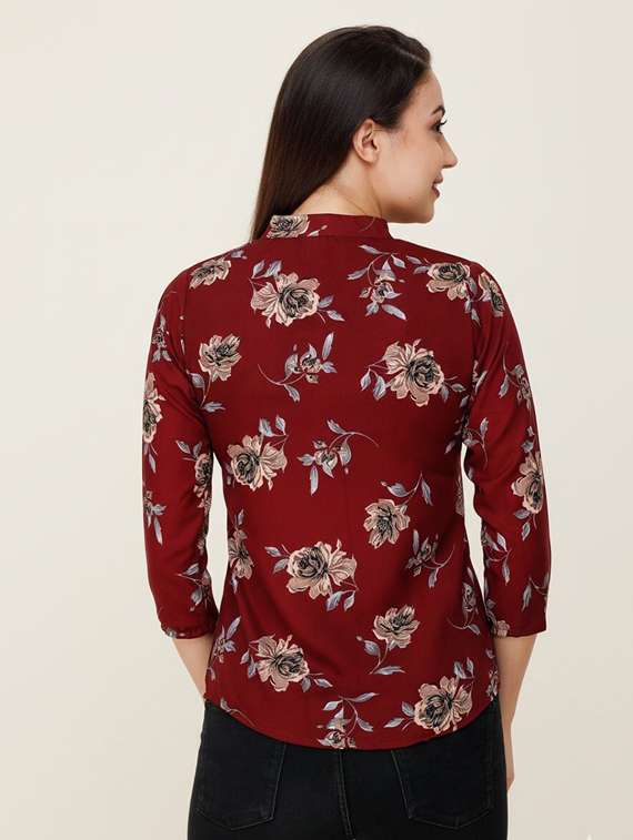 women maroon poly crepe regular shirt - 22486219 -  Standard Image - 2