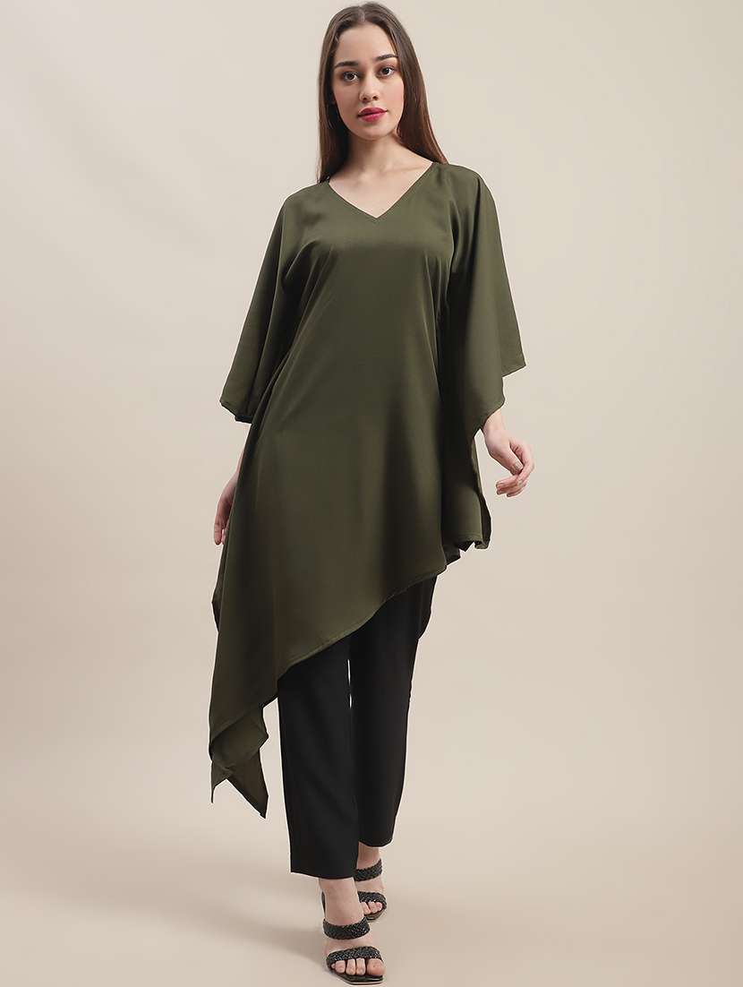 women solid kimono sleeve kaftan top - 22486224 -  Standard Image - 2