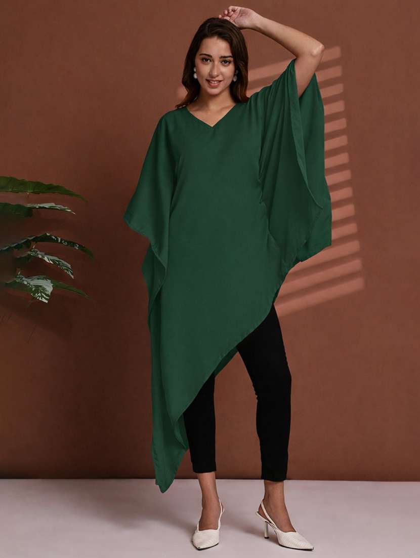 women solid kimono sleeve kaftan top