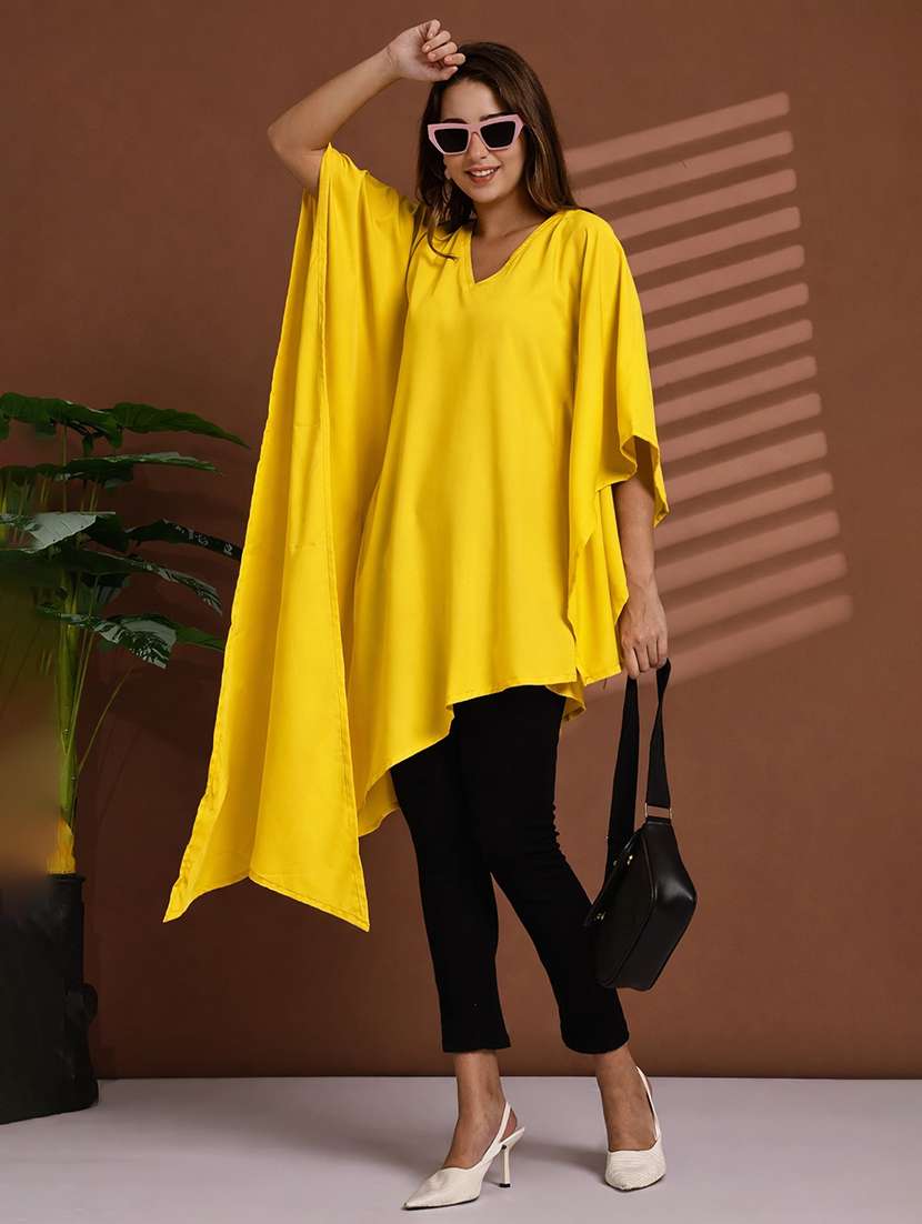 women solid kimono sleeve kaftan top - 22486234 -  Standard Image - 2