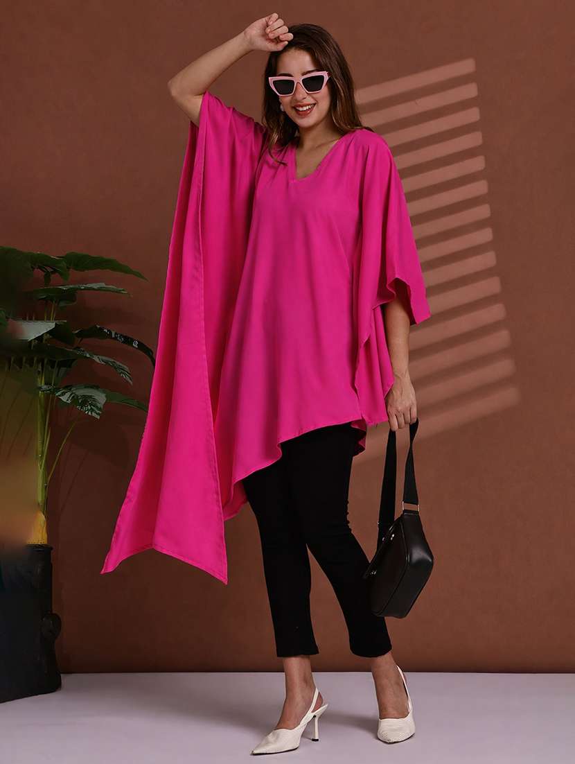 women solid kimono sleeve kaftan top - 22486235 -  Standard Image - 2