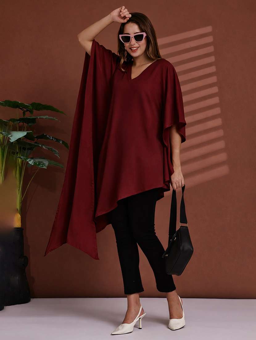 women solid kimono sleeve kaftan top - 22486237 -  Standard Image - 2