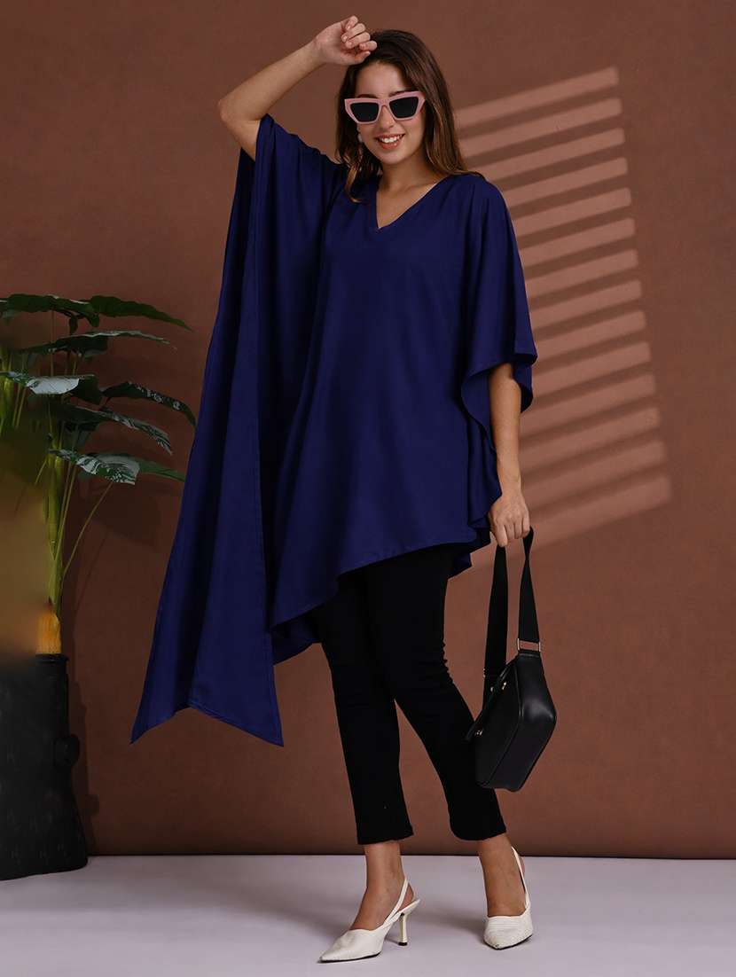 women solid kimono sleeve kaftan top - 22486238 -  Standard Image - 2