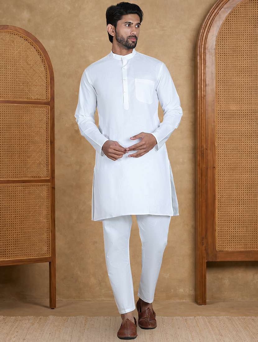 men solid mandarin neck kurta pyjama set