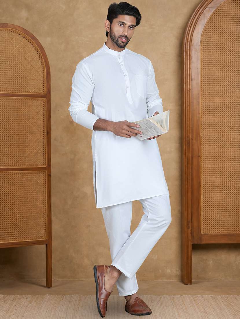 men solid mandarin neck kurta pyjama set - 22486258 -  Standard Image - 2