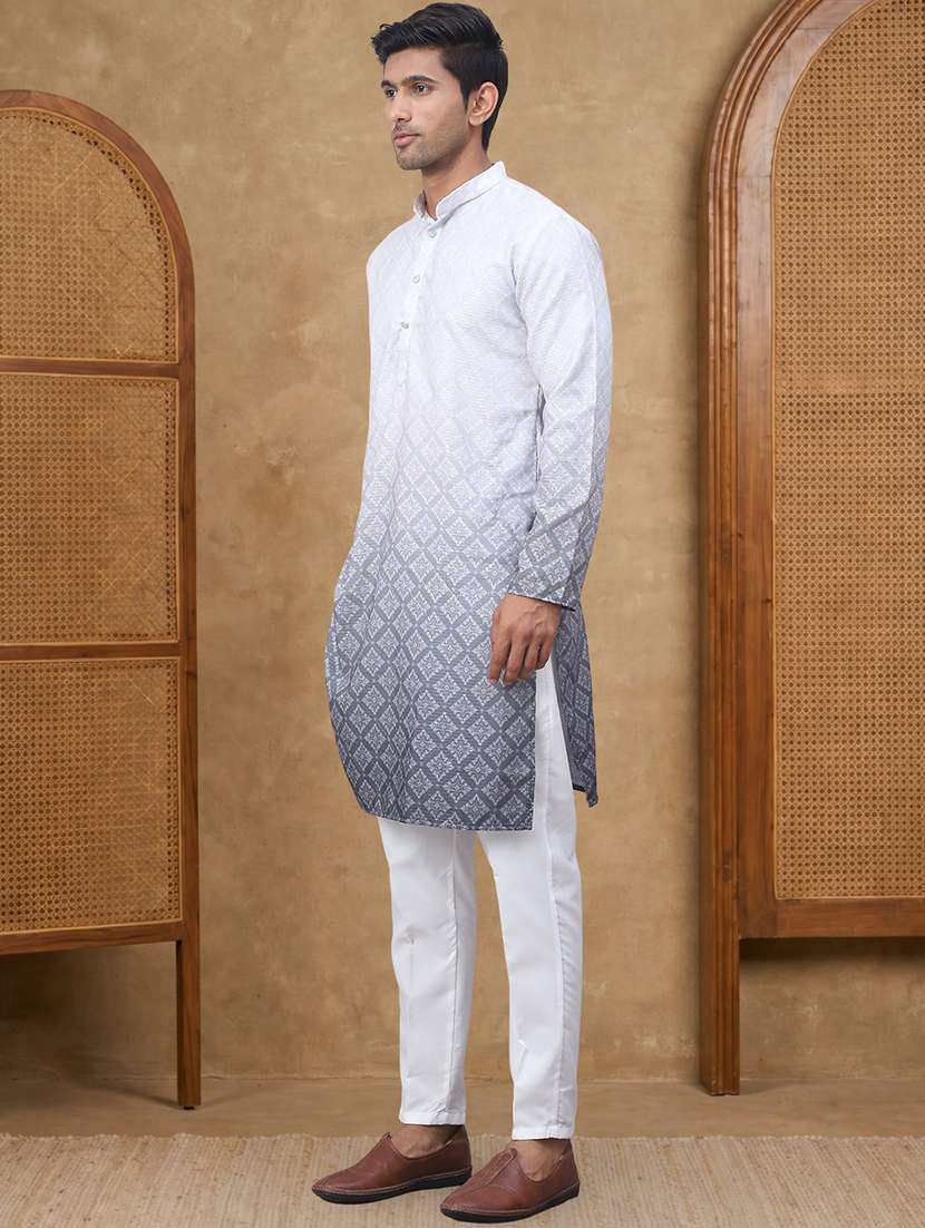 Men Ombre Mandarin Neck Kurta Pyjama Set - 22486268 -  Standard Image - 2