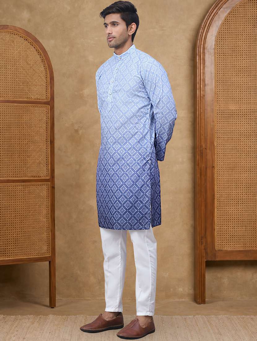 Men Ombre Mandarin Neck Kurta Pyjama Set - 22486269 -  Standard Image - 2
