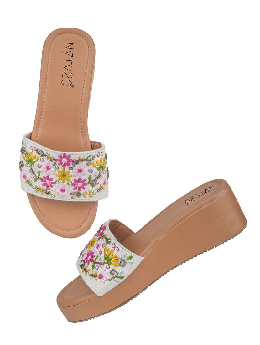 women embroidered slip on wedge - 22486313 -  Standard Image - 2