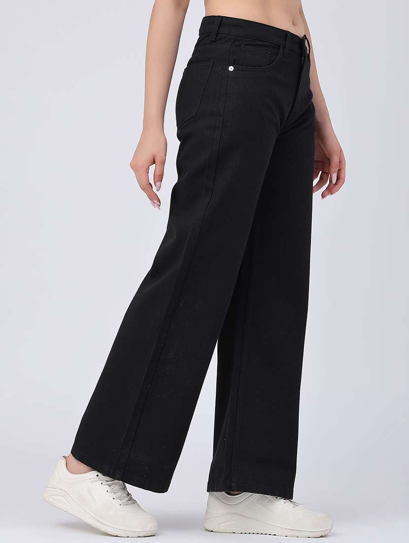 women solid high rise wide leg jeans - 22486542 -  Standard Image - 2