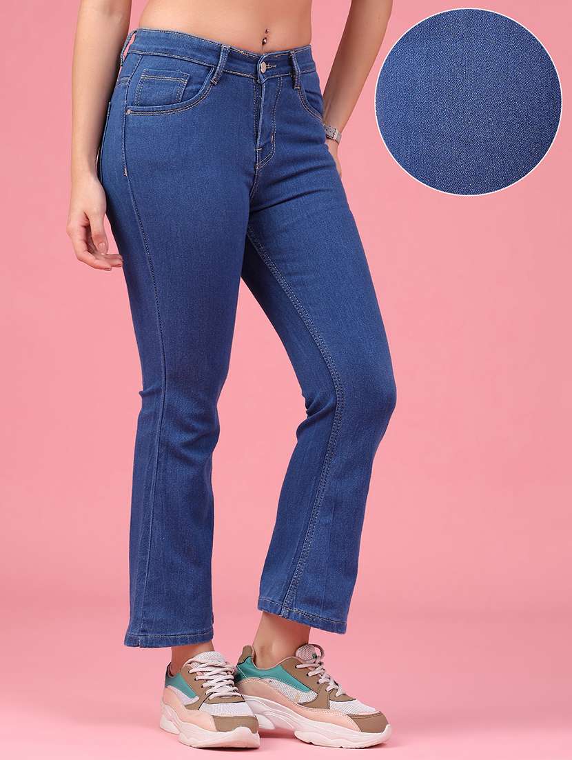 women solid mid rise bootcut jeans - 22486544 -  Standard Image - 2