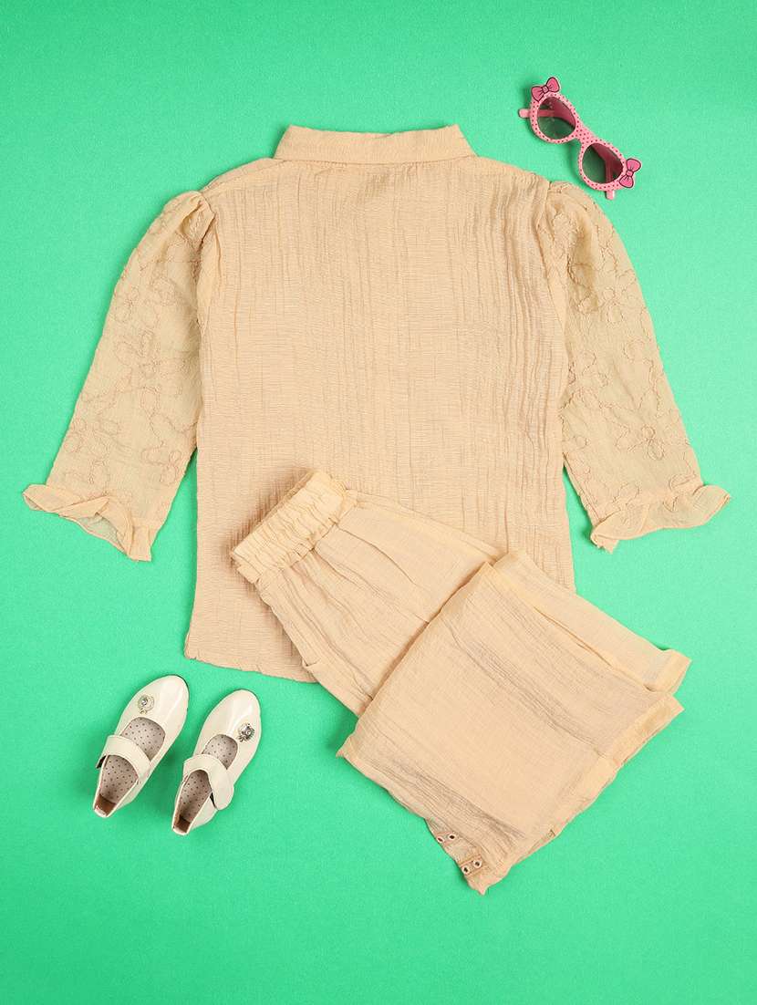girls embroidered long sleeves shirt and palazzo co-ord set - 22486577 -  Standard Image - 2