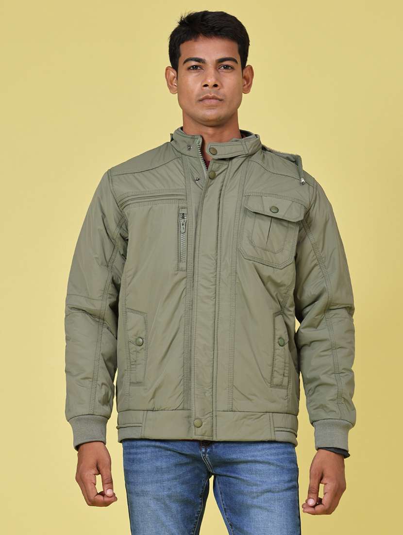 Men Solid Long Sleeve Insulator Bomber Jacket - 22486636 -  Standard Image - 2