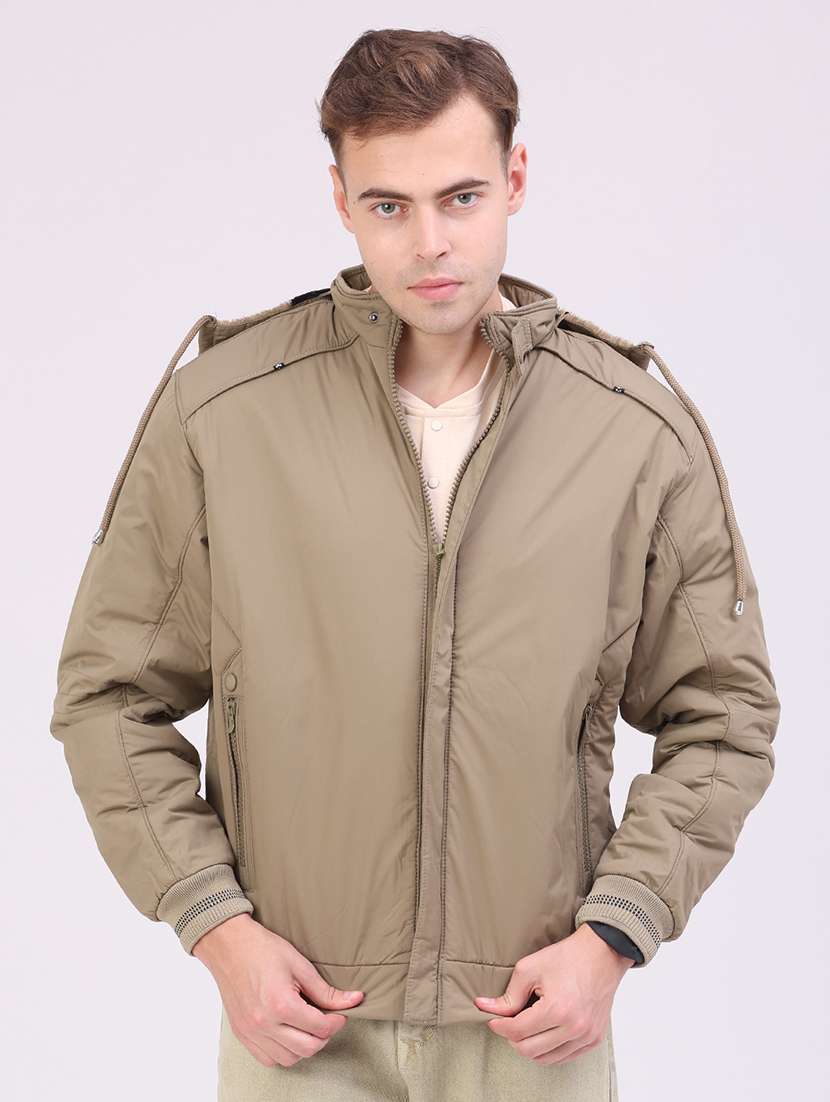 Men Solid Long Sleeve Insulator Bomber Jacket - 22486640 -  Standard Image - 2