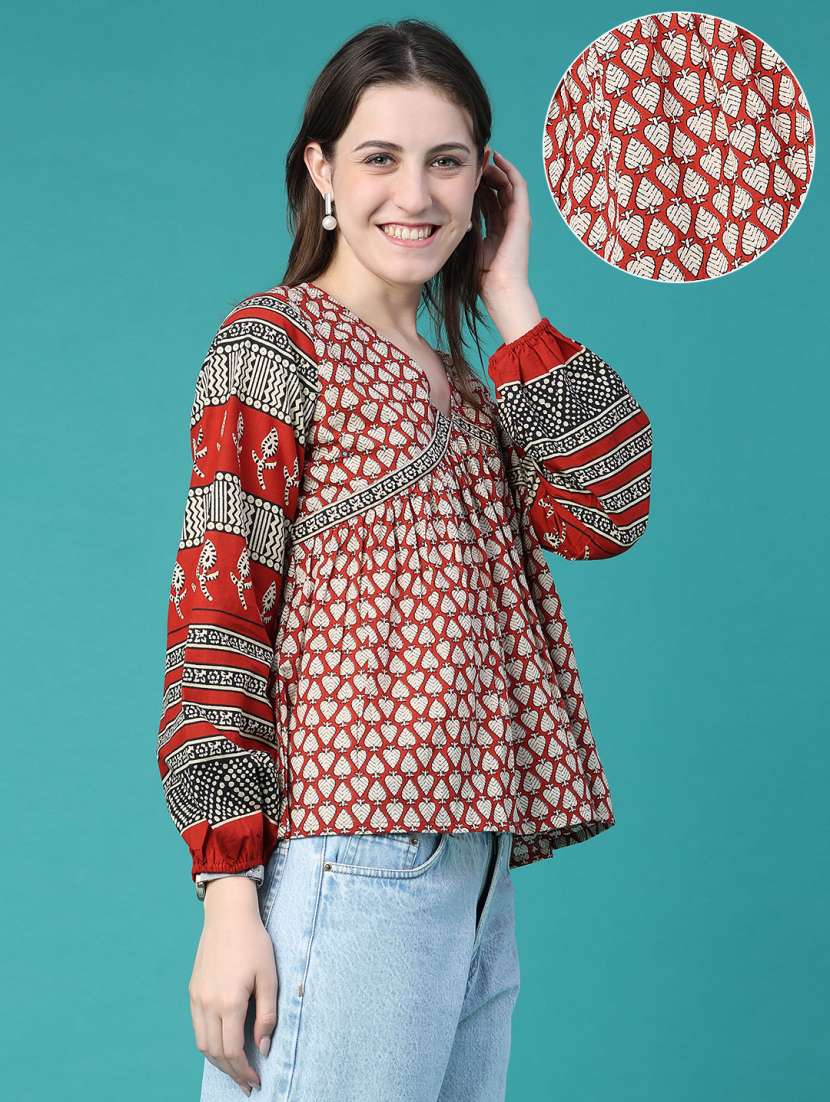 Women Printed Long Sleeves A-line Top - 22486659 -  Standard Image - 2