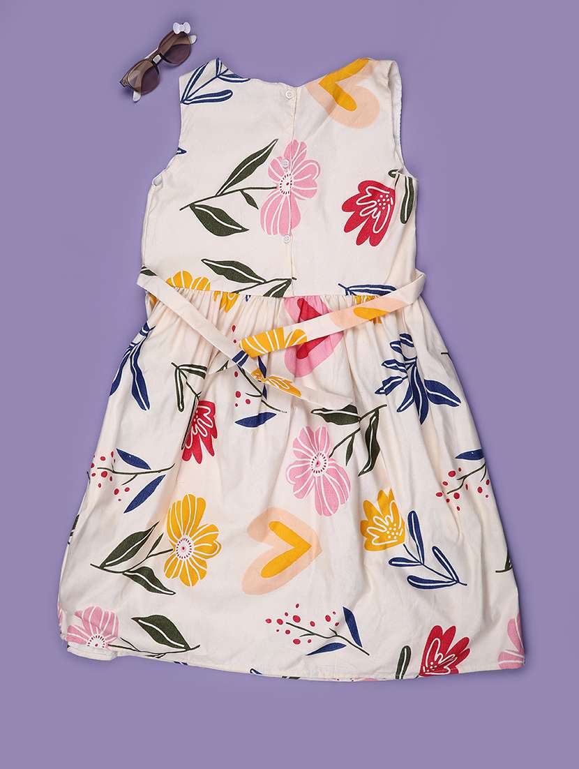 girls printed sleeveless fit and flare frock - 22486692 -  Standard Image - 2
