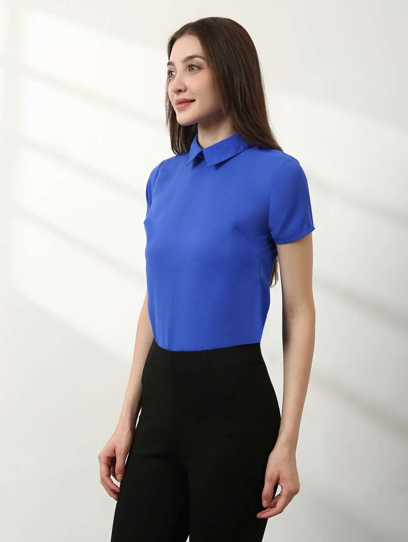girls  polyester collared neck solid regular fit top - 22486849 -  Standard Image - 2