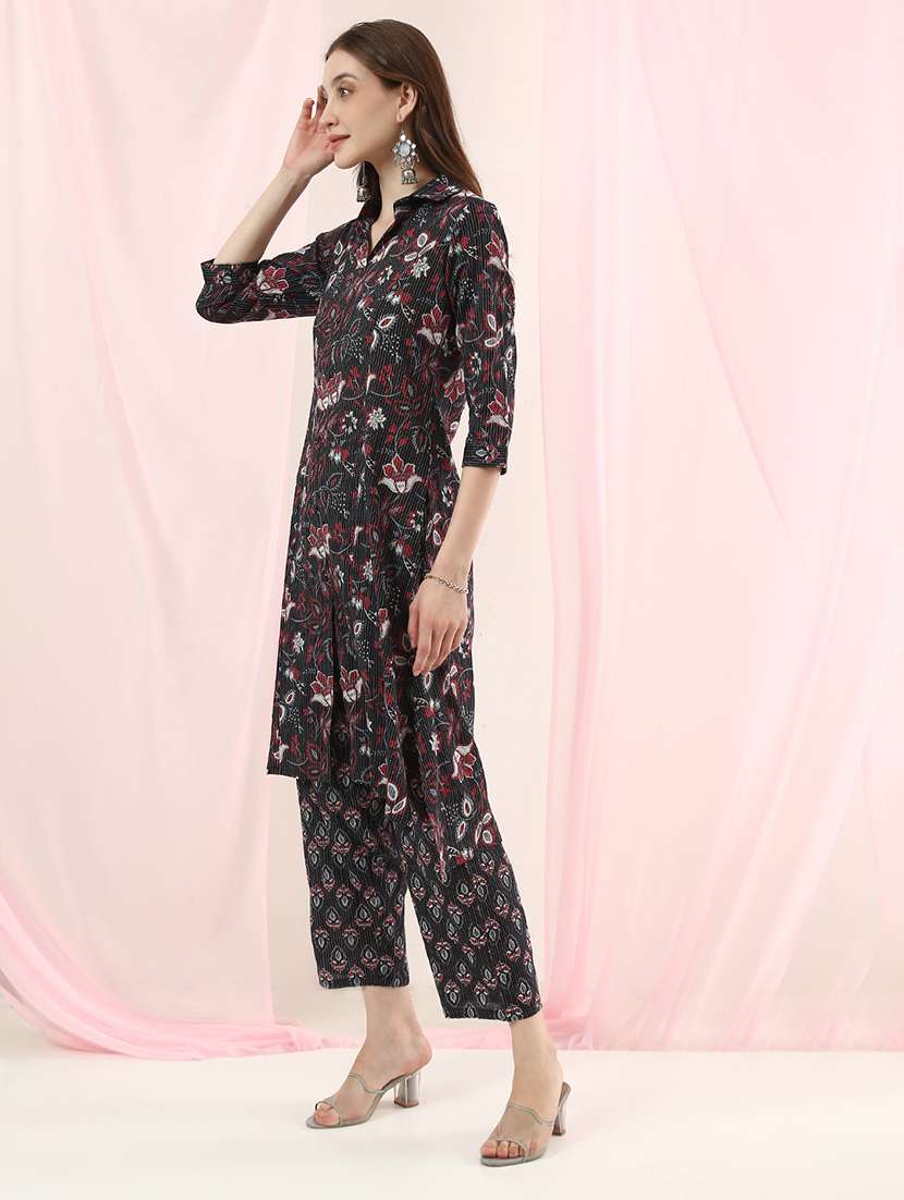 girls floral print cotton blend kurta pant set - 22486920 -  Standard Image - 2