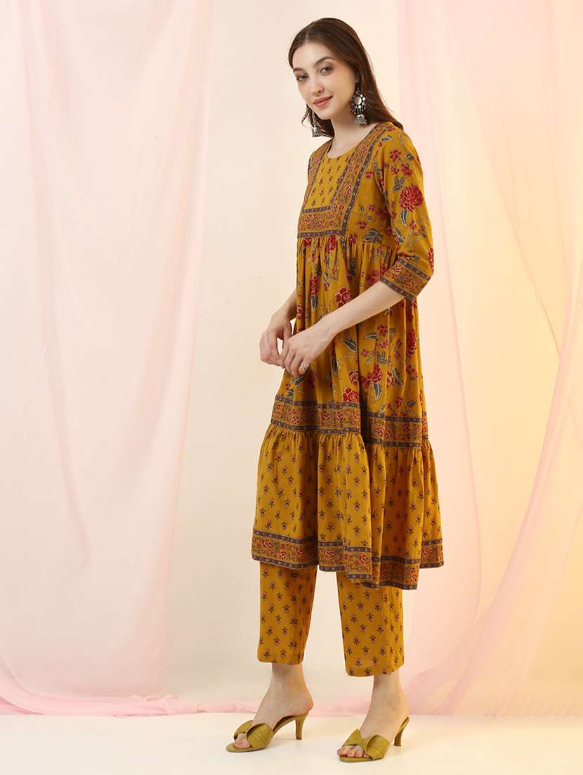 women mustard kurta pant set ethnic suit - 22486923 -  Standard Image - 2
