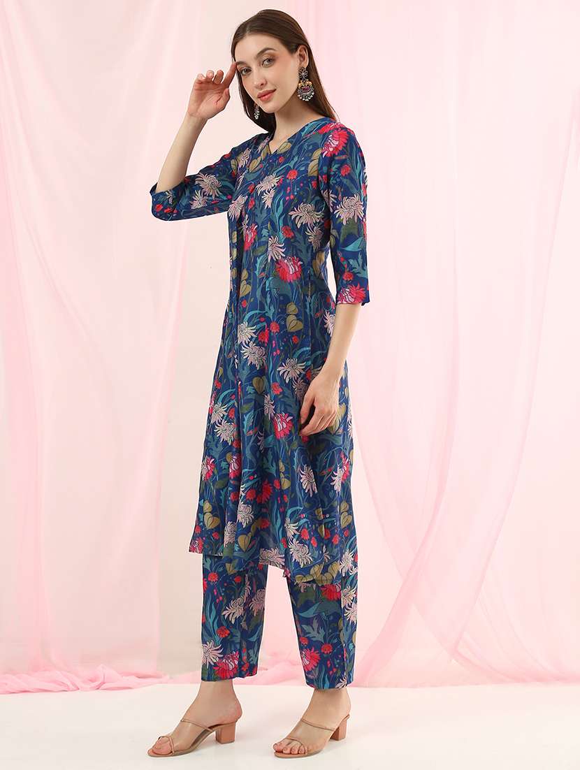 girls polyester floral kurta pant set - 22486927 -  Standard Image - 2