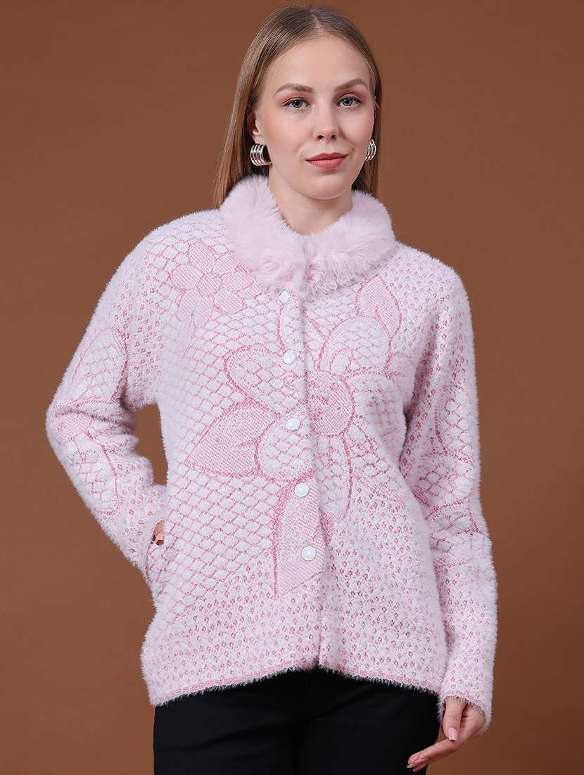 Women Self Design Long Sleeve Cardigan - 22486954 -  Standard Image - 2