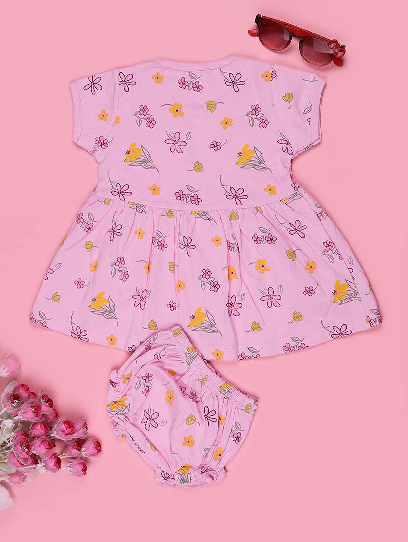 girls printed round neck frock with bloomer - 22487345 -  Standard Image - 2