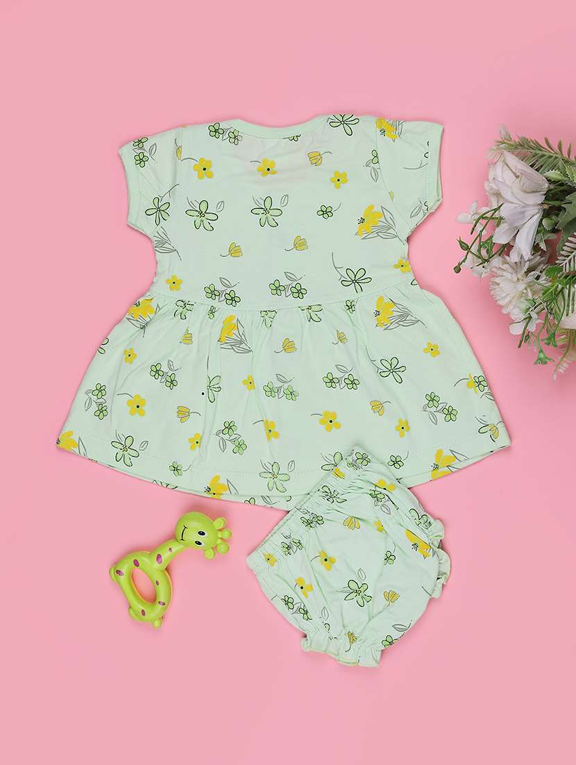 girls printed round neck frock with bloomer - 22487350 -  Standard Image - 2