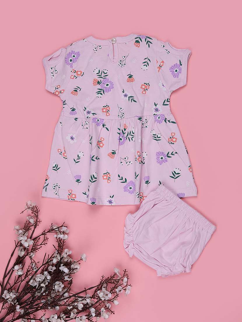 Girls Printed Round Neck Frock With Bloomer - 22488018 -  Standard Image - 2