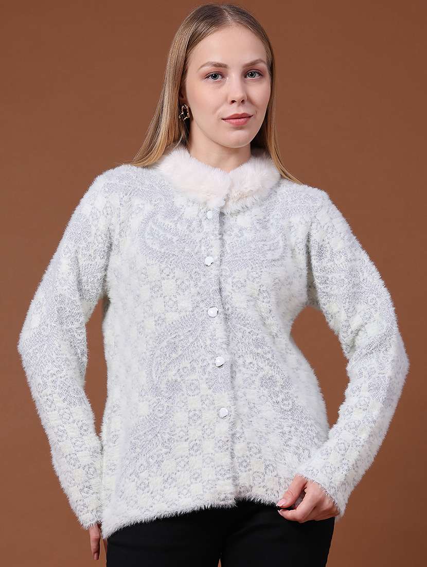 Women Self Design Long Sleeve Cardigan - 22488606 -  Standard Image - 2