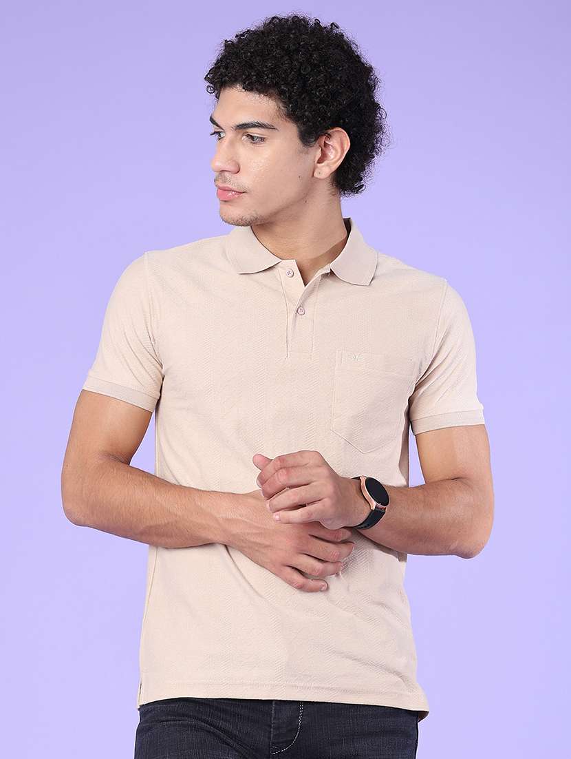 Men Self Design Short Sleeve Slim Fit Polo T-shirt - 22488673 -  Standard Image - 2