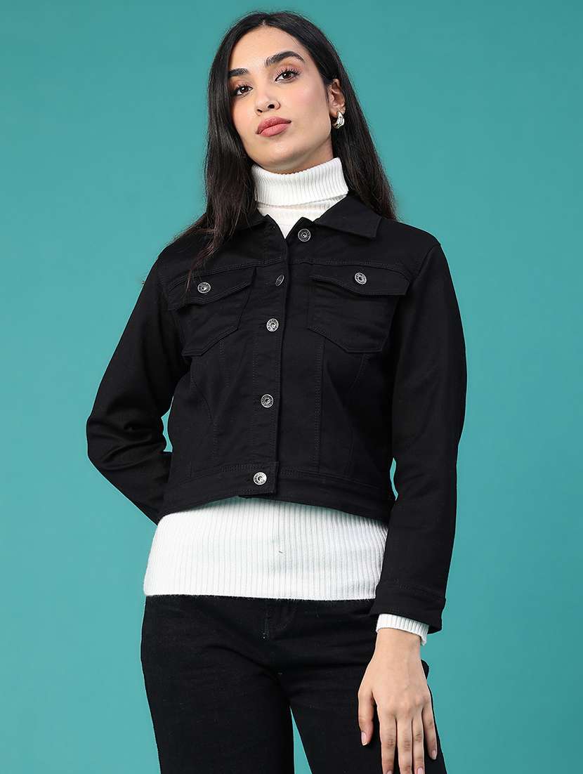 Women Solid Long Sleeves Denim Jacket - 22488737 -  Standard Image - 2