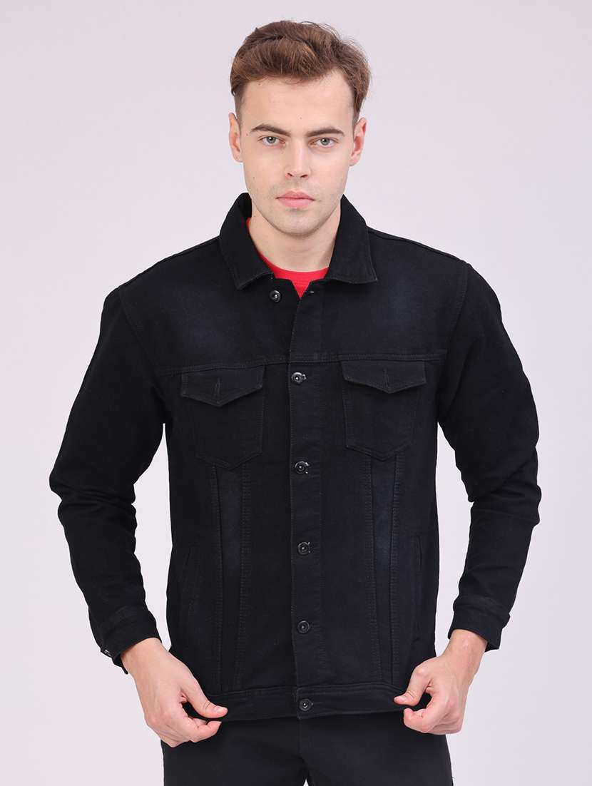 Men Solid Long Sleeve Denim Jacket - 22488857 -  Standard Image - 2