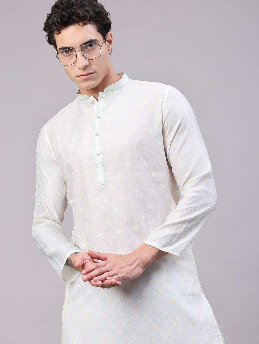 men self design mandarin neck kurta pyjama set - 22489150 -  Standard Image - 2