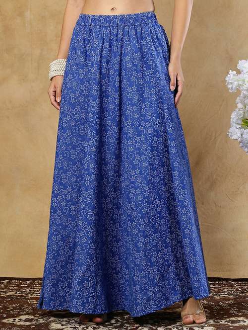 Girls Printed Cotton A Line Maxi Skirt