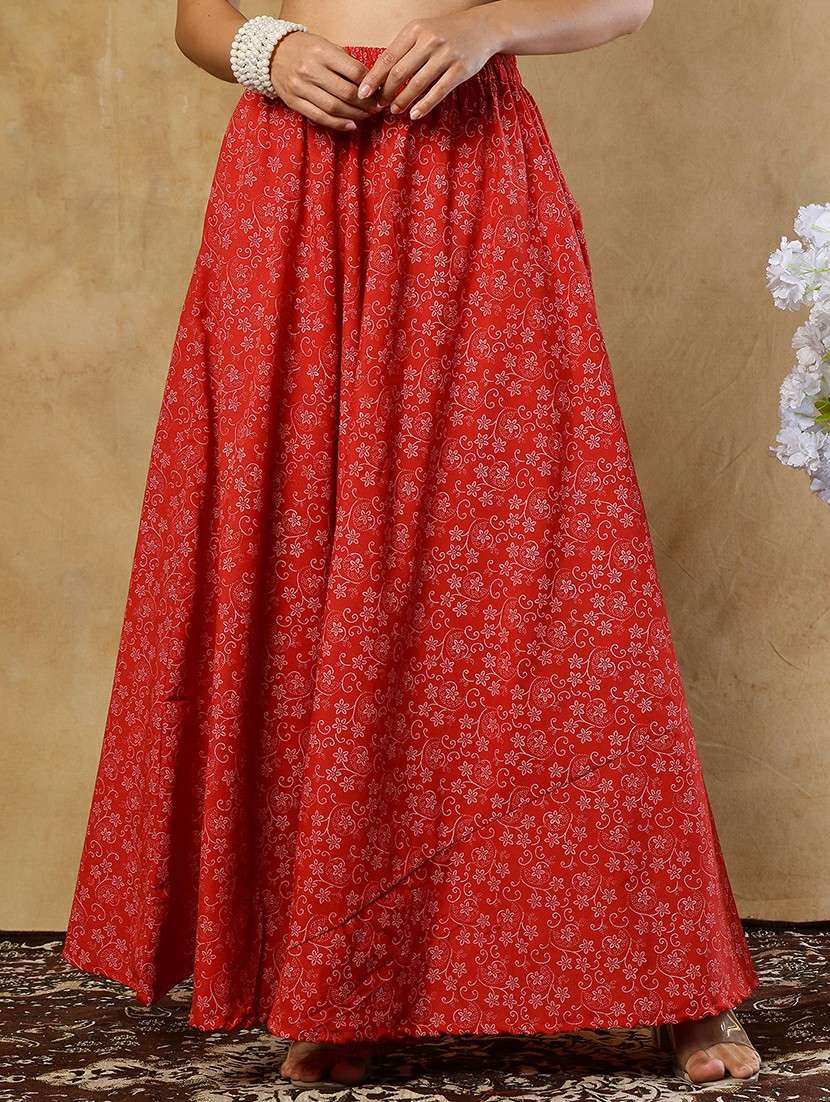 girls printed cotton a-line maxi skirt