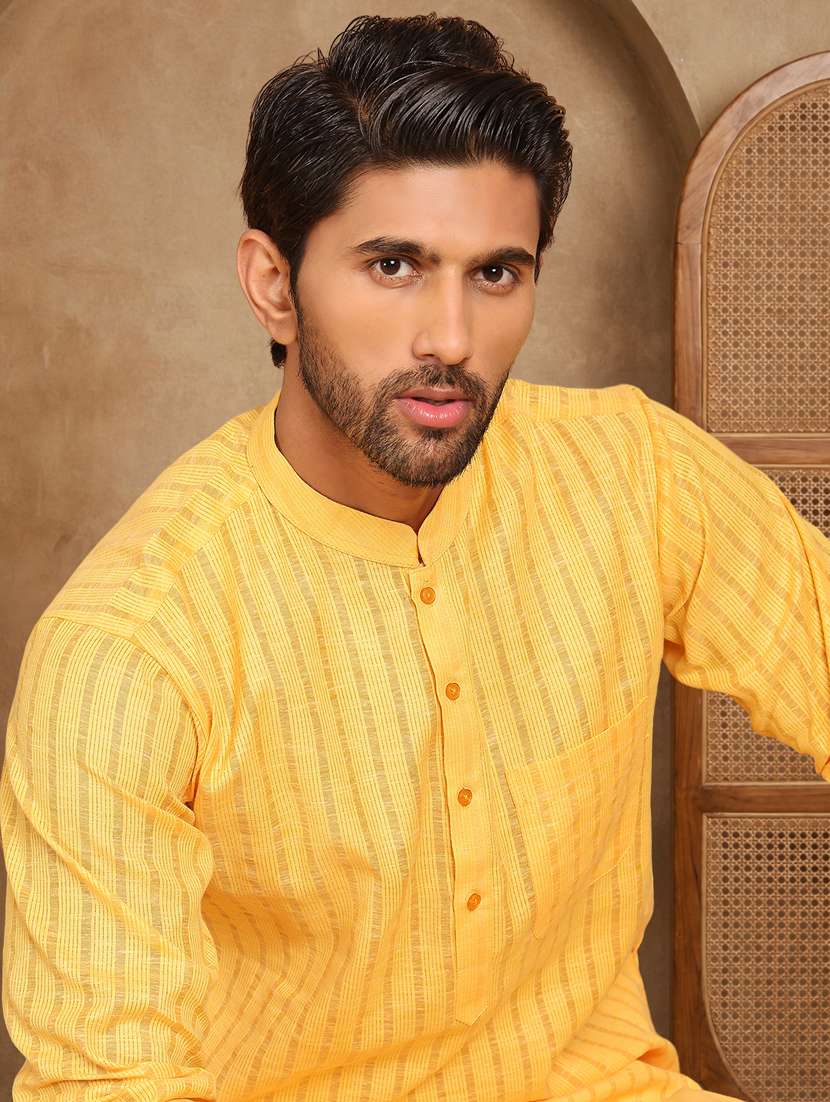 men striped mandarin neck long kurta - 22489367 -  Standard Image - 2
