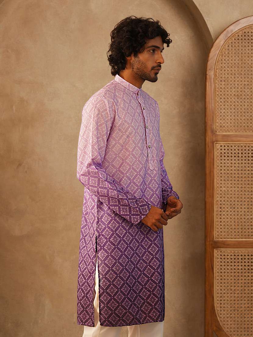 Men Ombre Mandarin Neck Long Kurta - 22489381 -  Standard Image - 2