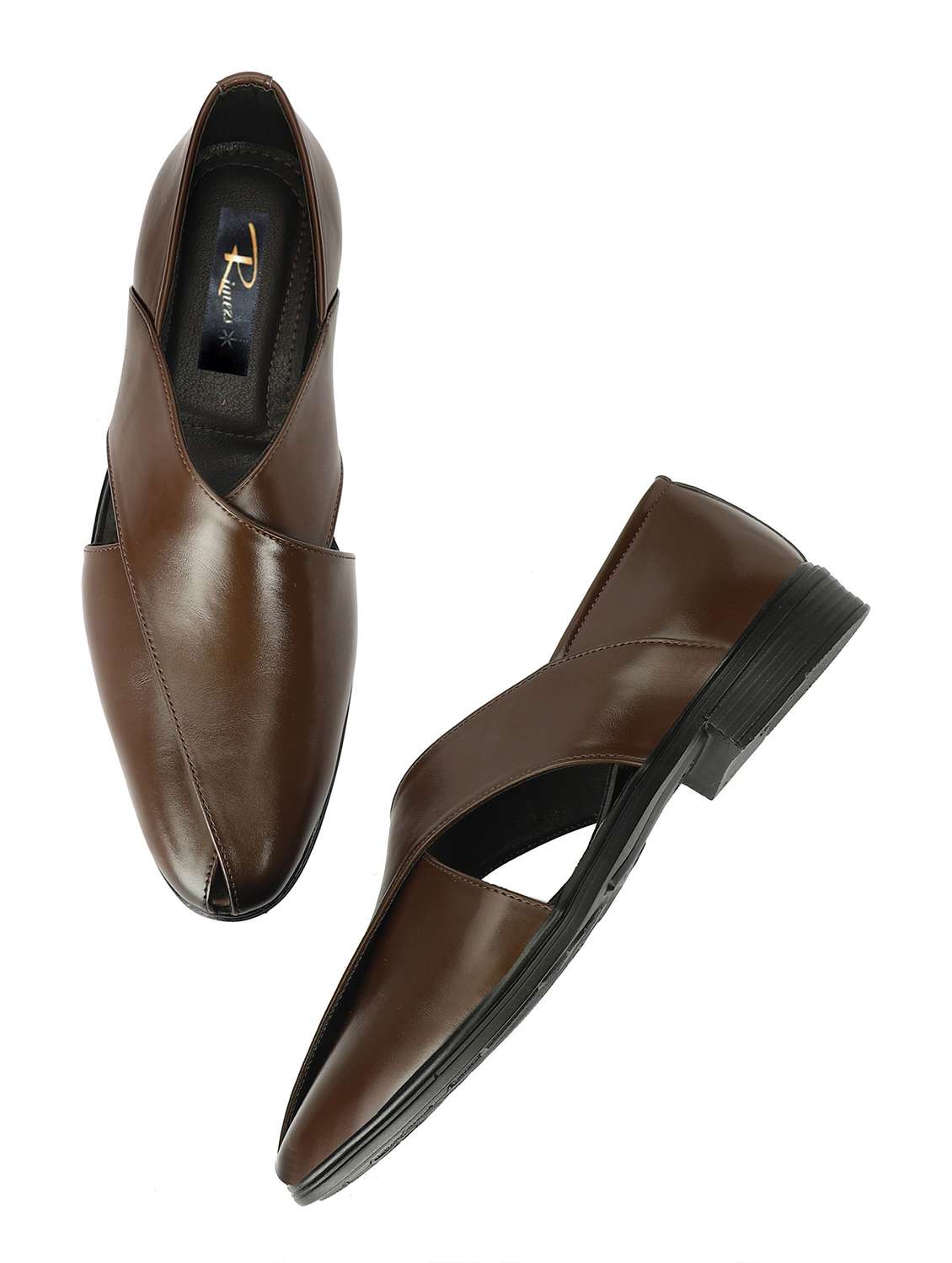 men brown slip on sandal - 22489408 -  Standard Image - 2