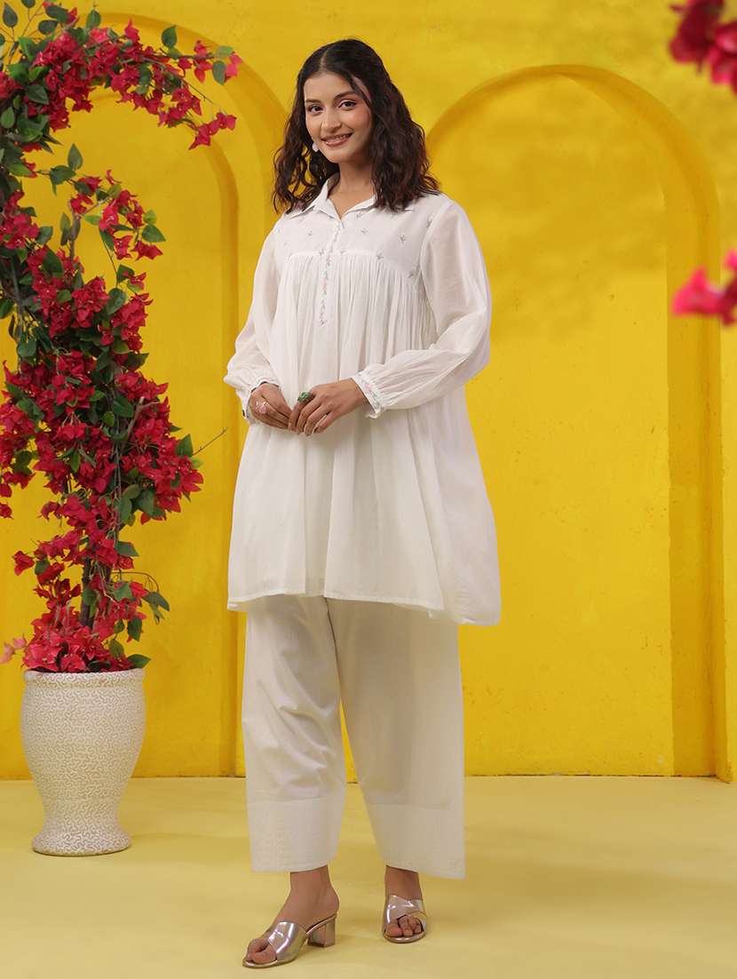women embroidered collared top and trouser co-ord set - 22489485 -  Standard Image - 7