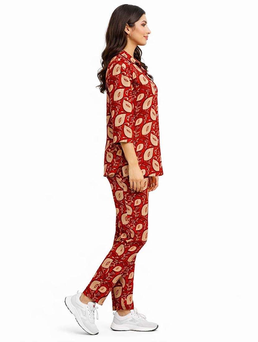girls floral print rayon shirt and trouser set - 22489790 -  Standard Image - 2