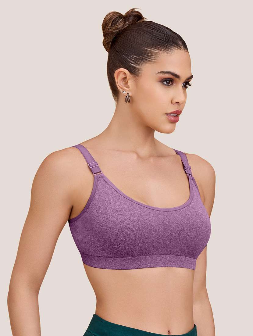 women purple lycra non padded sports bra - 22489795 -  Standard Image - 2