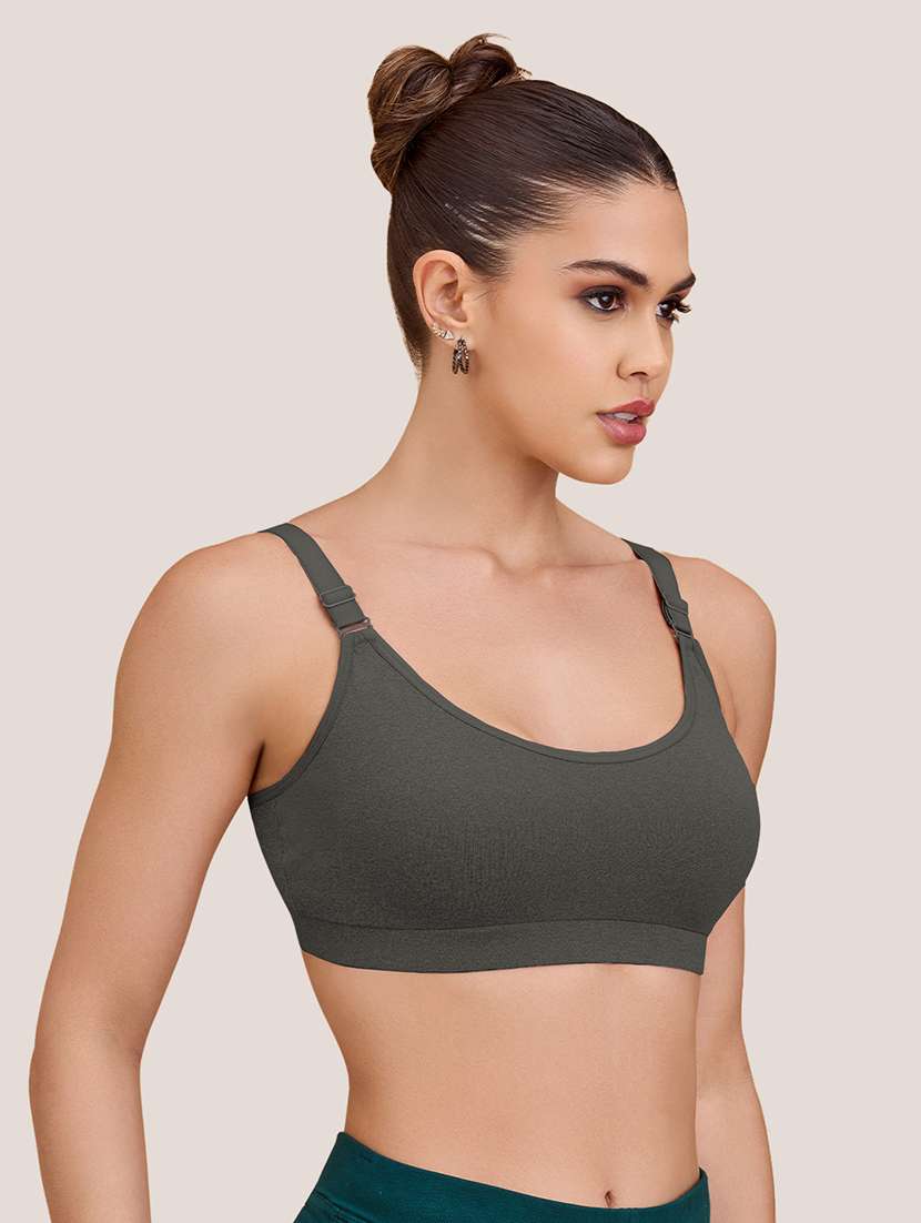 women pack of 2 non padded lycra regular strap sports bra - 22489800 -  Standard Image - 2